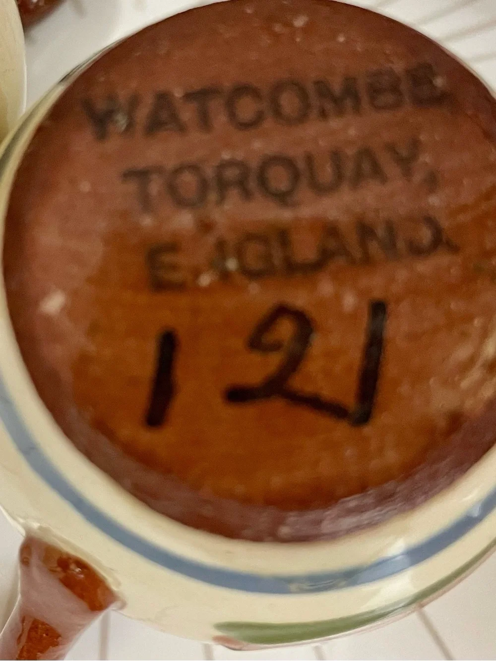 Torquay Watcombe Motto Ware  Made in England  Set of Two Small  Pitchers